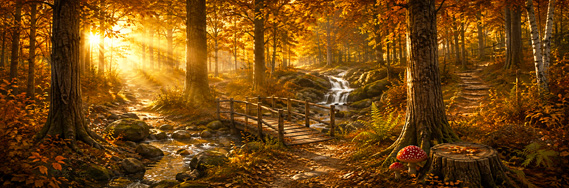 Mitten im goldenen Herbstwald